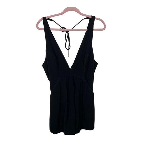 Free People Troublemaker Plunge Neck Romper Black Size 4 NWOT Boho Night Out - Picture 2 of 8